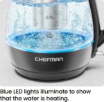 Chefman Electric Kettle with Tea Infuser, 1L 1500W, Removable Lid for Easy Cleaning, Boil-Dry Protection, Stainless Steel Filter, BPA Free, Auto Shut Off Hot Water Boiler, Small Electric Tea Kettle - Image 4