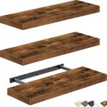 QEEIG Floating Shelves for Wall Bathroom Shelf Bedroom Kitchen Living Room Hanging Book Shelves Small Farmhouse Decor 16 inch Set of 3, Rustic Brown (015-BN3) - Image 10