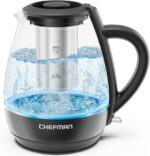 Chefman Electric Kettle with Tea Infuser, 1L 1500W, Removable Lid for Easy Cleaning, Boil-Dry Protection, Stainless Steel Filter, BPA Free, Auto Shut Off Hot Water Boiler, Small Electric Tea Kettle - Image 2