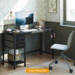 CubiCubi Computer Desk with 2 Drawers, 40 Inch Small Home Office Desk Study Writing Table, Modern Black - Image 3