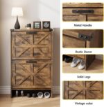 Shoe Storage Cabinet for Entryway,Farmhouse Slim Shoe Cabinet with 2 Flip Drawers,Narrow Freestanding Organizer Storage Rack for Entrance,Hallyway,Brown - Image 5