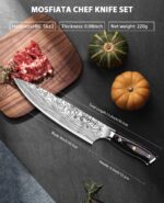MOSFiATA 8" Super Sharp Professional Chef's Knife with Finger Guard and Knife Sharpener, German High Carbon Stainless Steel EN1.4116 with Micarta Handle and Gift Box - Image 8