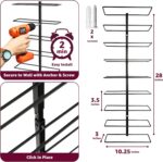 Sorbus Wall Mount Wine Rack (Holds 9 Bottles) - Wine Rack Wall Mounted for Wine Bottles, Liquor, Champagne, Black Metal Wine Bottle Holder for Home Bar, Wine Kitchen Storage - Image 4
