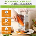 Spring Chef Professional Large Parmesan Cheese Grater, Stainless Steel Metal Box Grater with Handle, 4 Sided Handheld Kitchen Food Shredder for Cheese, Carrot, Veggie, Ginger, Potato - Dishwasher Safe - Image 6