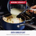 Blue Diamond Nonstick 2QT Saucepan with Lid, Non Toxic PFAS-Free Diamond Ceramic, Dishwasher & Oven Safe, Metal Utensil Safe Pot, Stay Cool Handle, Chef Pan, Glass Lid, Blue - Image 5