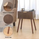Mid Century Modern Nightstand, Small End Tables Living Room, Accent Bedside Table with Drawer for Bedroom and Small Space, Rustic Brown - Image 5