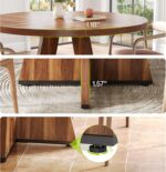 LITTLE TREE Round Dining Table for 4-6 People, 47 Inches Dining Room Table with Wooden Pedestal Base, Brown Dinner Tables, Circle Kitchen Tables for Dining Room, Kitchen, Living Room(Table Only) - Image 7