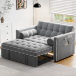 Pipishell 3 in 1 Convertible Sleeper Sofa Bed,Pull Out Couch for Living Room with USB Ports & Side Pockets,Adjustable Backrest,Velvet,Loveseat Sofa Bed,Futon Couches - Image 7