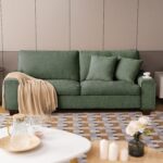 DOPEDIO Modern Loveseat Sofa for Living Room,Chenille Recliner, Removable Cover, Spring Cushions, Solid Wood Frame, Easy Assembly for Small Spaces (88.58inch，Green) - Image 2