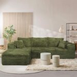 Cloud Sectional Couch with L-Shape Chaise,Modern Modular Sofa with Deep Seat, Upholstered Couches with Left Facing Chaise for Living Room Bedroom, No Assembly Required, Green (Plush Corduroy Fabric) - Image 2