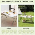2 Pack 6 FT Folding Tables White Foldable Table, Fold-in-Half with Carrying Handle Portable Plastic Rectangular Table for Party, Dining, Wedding, Camping, Picnic, Indoor Outdoor Events - Image 8