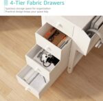 Lufeiya White L Shaped Computer Desk with Drawers & Storage Shelves, 47 Inch Corner Reversible Desk with Power Outlet for Home Office Bedroom, L-Shaped Teen PC Desks with Fabric Drawer, White - Image 6