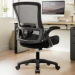 NEO CHAIR Office Desk Chair Computer High Back Mesh Gaming Seat with Ergonomic Adjustable Comfy Flip-up Armrests Lumbar Support Height for Home (Black) - Image 2