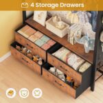 Itaar Metal Bunk Bed Twin Over Twin with Hall Tree, Power Outlet, LED Bunk Bed with 4 Storage Drawers, Bed with Safety Guardrail & Ladders, No Box Spring Needed, Easy Assembly, Rustic Brown - Image 6