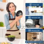 HOTEC BPA Free Unbreakable Wheat Straw Cereal Bowls - Microwave & Dishwasher Safe Soup and Salad Bowls, Set of 8, 26oz, Black - Image 6