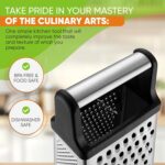 Spring Chef Professional Cheese Grater - Stainless Steel, XL Size, 4 Sides - Perfect Box Grater for Parmesan Cheese, Vegetables, Ginger - Dishwasher Safe - Black - Image 6