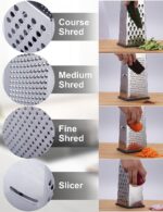 Kaishun Cheese Grater, Box Grater for Cheese Stainless steel Vegetable Slicer Food Shredder 4-sided Convenience Gadgets for kitchen - Image 4