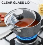 MICHELANGELO Sauce Pan with Lid, 1 Quart Saucepan with Lid Granite, Non Stick Sauce Pan with Stainless Steel Handle, 1 Qt Saucepan with Nonstick Coating, Grey - Image 7