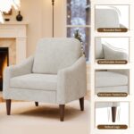 JUMMICO Corduroy Fabric Club Chair, Accent Barrel Chair, Furry Sherpa Elegant Armchair with Cozy Soft Padded, Suitable for Reception Room Bedroom Living Room Office (Beige) - Image 5