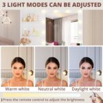 IRONCK Vanity Desk with Mirror and Lights, Small Makeup Vanity Table with 5 Drawers, Power Outlet, and Vanity Stool, 3 Lighting Colors, Dressing Table for Women Girls Bedroom, White - Image 7