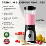 Mueller Smoothie Blender for Smoothies - Personal Blender for Shakes, Frozen Drinks, Baby Food & More, 15oz Travel Cup and Lid, Durable Stainless Steel Blades for Powerful Blending Performance, Black - Image 3