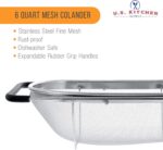 U.S. Kitchen Supply Stainless Steel Colander Strainer - 6-Quart Collapsible Colander with Expandable Rubber Handles - Rectangular Sieve, Fine Mesh Stainless Steel Strainers and Colanders for Kitchen - Image 4