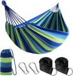 ANYOO Cotton Hammock Portable Camping Hammocks for Hanging Sturdy Garden Comfortable Fabric Hammock with Tree Straps Up to 660lbs with Travel Bag for Camping Outdoor/Indoor Patio Backyard - Image 2