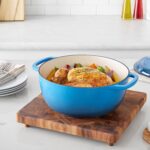 Amazon Basics Cast Iron Dutch Oven Pot with Lid, Enameled, Round, Dual Handles, Heavy-Duty, Medium, 6-Quart, Blue - Image 8