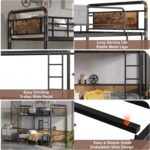 2 IN 1 Metal Bunk Bed Twin Over Twin, Convertible Twin Bunk Beds into 2 Individual Twin Size Bed for Kids Adults, 14.8" High Guard Rail,Space-Saving No Box Spring Needed Easy Assembly (Vintage Brown) - Image 9