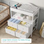 BOLUO Changing Table Dresser with 4 Fabric Drawers and Open Shelf, Baby Dresser with Changing Table Top Diaper Changing Station with Storage for Nursery Modern (White) - Image 5