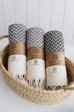 Madamelique Exclusive Hand Towels Set of 2-18 x 40 Inches - Decorative Bathroom Peshtemal Towel for Hand, Face, Hair, Yoga, Tea, Dishcloth, Kitchen and Bath - 100% Pure Cotton (Black) - Image 5