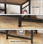 YGEOMER TV Stand Entertainment Center for 55 Inch TVs, with Charging Station and Lights Open Storage Shelves, TV Media Console, Open Storage Shelf with Sound Rack for Living Room, Rustic Brown - Image 7