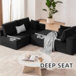 108” Modular Sectional Sofa, Cloud Sectional Couch with Deep Seat, Modern Modular L-Shape Sofa Couch with Chaise,Upholstered Couches for Living Room Bedroom (Black, Left Facing Chaise) - Image 6