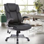 COLAMY High Back Executive Office Chair- Ergonomic Home Computer Desk Leather Chair with Padded Flip-up Arms, Adjustable Tilt Lock, Swivel Rolling Chair for Adult Working Study-Black - Image 9