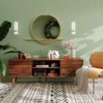 WLIVE TV Stand for 55 60 inch TV, Mid Century Modern TV Console, Entertainment Center with Storage for Living Room, Retro Brown - Image 5