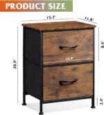 WLIVE Night Stand, Small 2 Drawer Dresser, Nightstand with Fabric Bins for Bedroom, Closet, Dorm, Rustic Brown Wood Grain Print, 11.8" D x 15.7" W x 20.9" H - Image 4