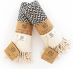 Madamelique Exclusive Hand Towels Set of 2-18 x 40 Inches - Decorative Bathroom Peshtemal Towel for Hand, Face, Hair, Yoga, Tea, Dishcloth, Kitchen and Bath - 100% Pure Cotton (Black) - Image 2