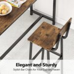 GILLAS Set of 2 Bar Stools, Tall Bar Stool with Backrest and Footrest, Tall Bar Chairs, Industrial Style Counter Height Bar Stool for Dining Room, Kitchen, Rustic Brown - Image 4