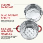 Concord Stainless Steel SIMPLE POUR Saucepan with Steamer Tier. Vented Glass Lid. Features Dual Pouring Spouts and Volume Marking on pot. Perfect for making Sauces, Jam, Ramen, and more (1 Quart) - Image 5