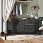 WLIVE Dresser for Bedroom with 5 Drawers, Wide Dressers with Drawer Organizers, Chest of Drawers, Fabric Dresser for Living Room, Closet, Hallway, Charcoal Black Wood Grain Print - Image 7