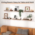 upsimples Floating Shelves for Wall, Wall Shelves for Decor Storage Set of 6, Wall Mounted Wood Shelf for Bedroom, Living Room, Bathroom, Kitchen, Picture Ledge Shelf, Brown - Image 7