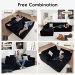 108" Boneless Couches for Living Room, Modular Sectional Sofa with Oversized Chaise, L-Shape Cloud Couch with Deep Seat, High-Density Memory Foam, No Assembly Required, Plush Corduroy Black - Image 6