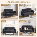 Yaheetech 46" Small Modern Fabric Sofa Loveseat Mid Century 2 Seater Sofa Couch with Lumbar Pillows, Solid Wood Legs for Living Room, Small Space, Dorm, Office, Bedroom, Dark Gray - Image 9