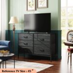 WLIVE Dresser for Bedroom with 5 Drawers, Wide Dressers with Drawer Organizers, Chest of Drawers, Fabric Dresser for Living Room, Closet, Hallway, Charcoal Black Wood Grain Print - Image 3