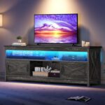 YITAHOME Farmhouse TV Stand for 65/55 Inch Television, LED Entertainment Center Television Stand with Power Outlets and Open Shelf, Media Console TV Cabinet for Living Room, Dark Grey - Image 8