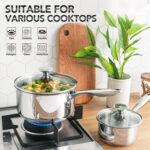 MICHELANGELO Stainless Steel Saucepan Set 1Qt & 2Qt, Premium German Technology Sauce Pans 2 Piece, 18/10 Stainless Steel Sauce Pan Set, Induction Compatible - Image 4