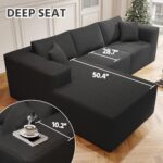 108" Cloud Sectional Couch with L-Shape Chaise,4 Seat Modern Modular Sofa with Deep Seat, Upholstered Couches for Living Room Bedroom, with Oversized Chaise Waist Pillows,No Assembly Required (Black) - Image 5