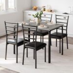 IDEALHOUSE 5-Piece Kitchen Dining Room Table Chair Set for Small Space, Indoor Modern Dinette Set for 4, Square Dinner Table Set for Dinette, Breakfast (Grey) - Image 2