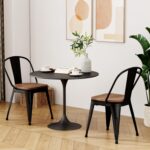 18 Inch Metal Dining Chairs,Arlunar Farmhouse Chairs Set of 4 Black Dining Room Chairs Stackable with Back and Wooden Seat bar stools - Image 5
