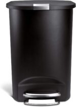 simplehuman 50 Liter / 13 Gallon Semi-Round Kitchen Step Trash Can with Secure Slide Lock, Black Plastic - Image 4